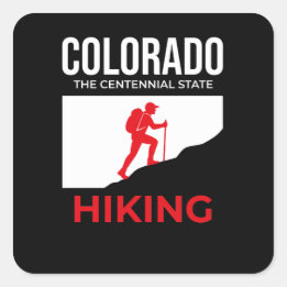 Pegatina Cuadrada Senderismo en Colorado – El Estado del Centenario