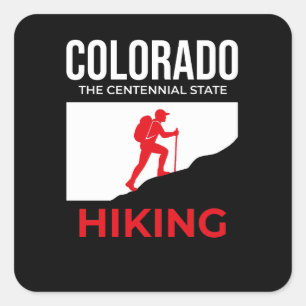 Pegatina Cuadrada Senderismo en Colorado – El Estado del Centenario