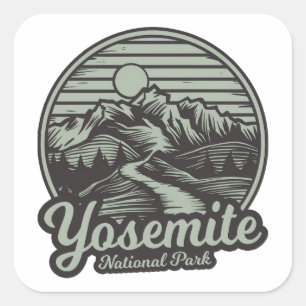 Pegatina Cuadrada Sendero de montaña del Parque Nacional Yosemite