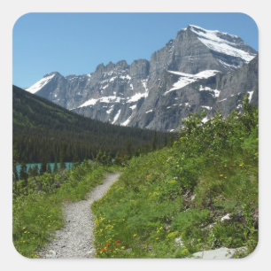 Pegatina Cuadrada Sendero Josephine Lake con Monte Guild en Glacier