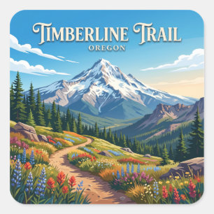 Pegatina Cuadrada Sendero Timberline Government Camp