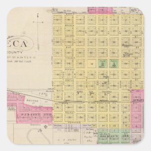 Pegatina Cuadrada Seneca, Oneida, Goffs, y Baileyville, Kansas