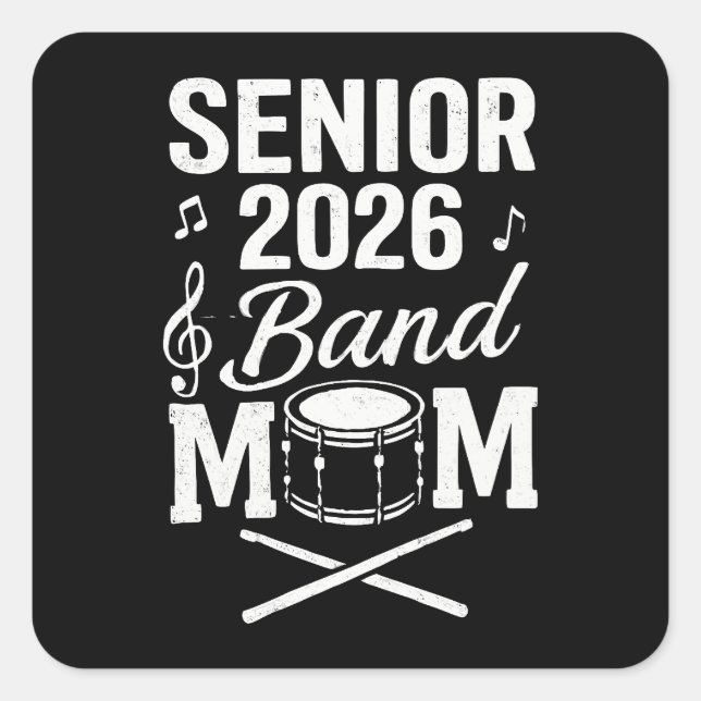 Pegatina Cuadrada Senior 2026 Band Mom (Anverso)