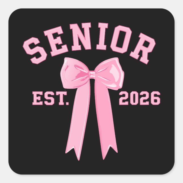 Pegatina Cuadrada Senior 2026 Lazo Rosa (Anverso)