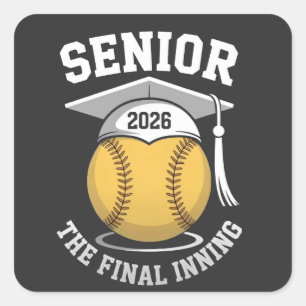 Pegatina Cuadrada Senior La Graduación Final Inning 2026 De Softball