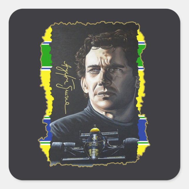 Pegatina Cuadrada Senna Painting (Anverso)