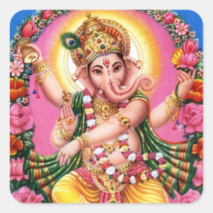 Pegatina Cuadrada Señor Ganesha del baile