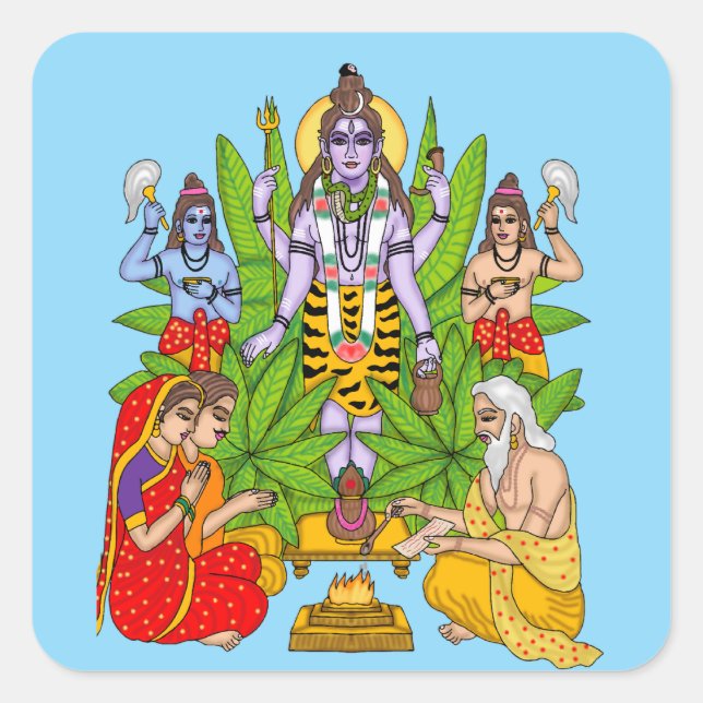 Pegatina Cuadrada Señor Shiva (Anverso)