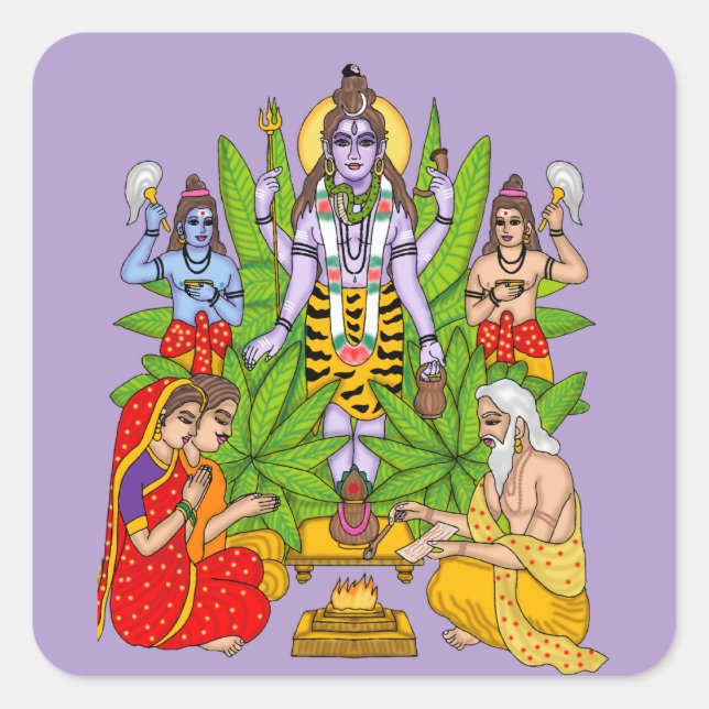 Pegatina Cuadrada Señor Shiva (Anverso)