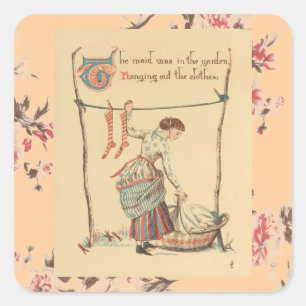 Pegatina Cuadrada Señora bonita del vintage