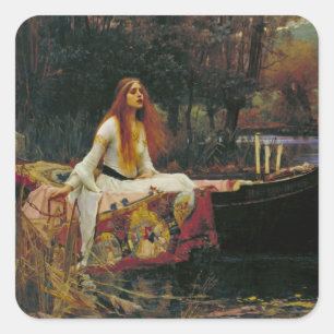 Pegatina Cuadrada Señora de Shalott en el agua