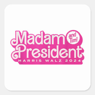Pegatina Cuadrada Señora Presidenta Harris Walz
