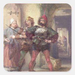 Pegatina Cuadrada Señora rápidamente, Nym y Bardolph