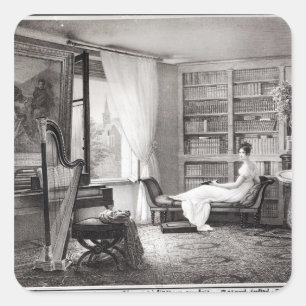 Pegatina Cuadrada Señora Recamier en el Abbaye-aux.-Bois