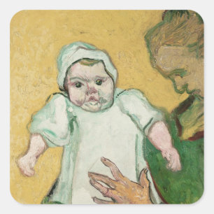 Pegatina Cuadrada Señora Roulin y su bebé de Vincent van Gogh el  