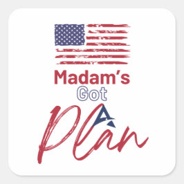 Pegatina Cuadrada Señora tiene un plan patriótico