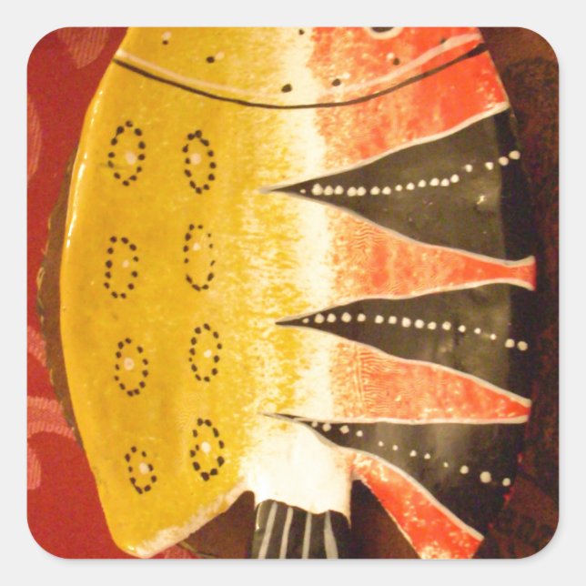 Pegatina Cuadrada Sensación a rayas Tigre Barb Fish Art Imprimir (Anverso)