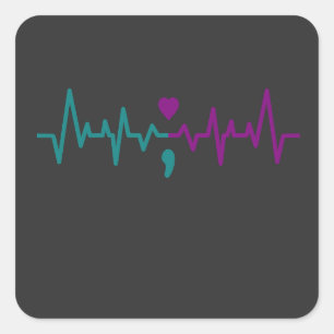 Pegatina Cuadrada Sensibilización mental sobre prevención del suicid