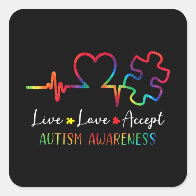 Pegatina Cuadrada Sensibilización sobre el autismo Hombres Mujeres N (Anverso)