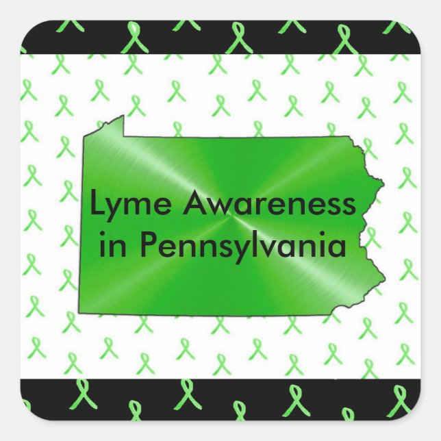 Pegatina Cuadrada Sensibilización sobre la enfermedad de Lyme en Peg (Anverso)