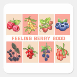 Pegatina Cuadrada SENTIMIENTO BERRY BUENO Personalizable Fresas Berr