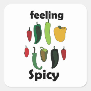 Pegatina Cuadrada Sentimiento de Pimiento Picante Fiesta