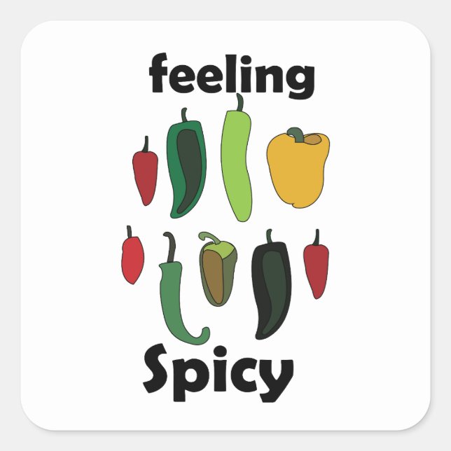 Pegatina Cuadrada Sentimiento de Pimiento Picante Fiesta (Anverso)