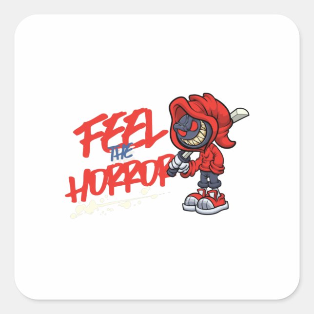 Pegatina Cuadrada Sentir el horror (Anverso)