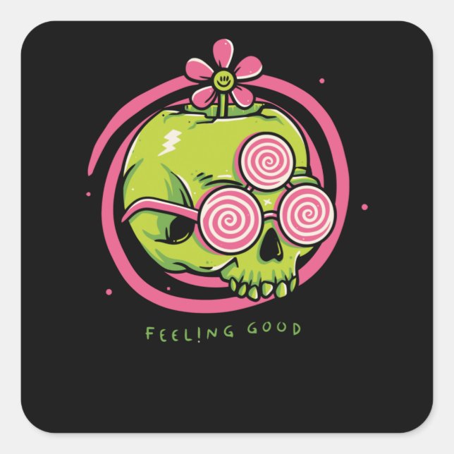 Pegatina Cuadrada Sentirse bien (Anverso)