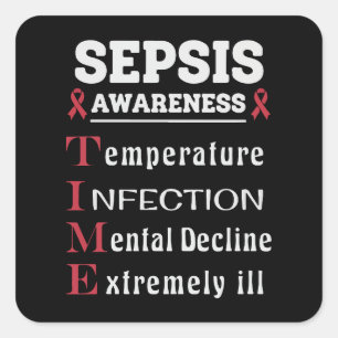 Pegatina Cuadrada Sepsis Awareness T.I.M.E. Guide