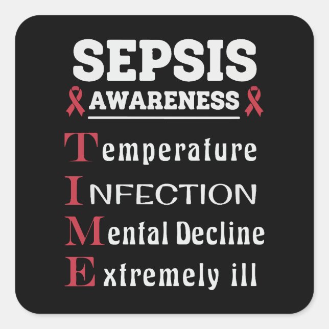 Pegatina Cuadrada Sepsis Awareness T.I.M.E. Guide (Anverso)