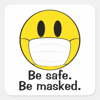 Pegatina Cuadrada Ser Emoji enmascarada
