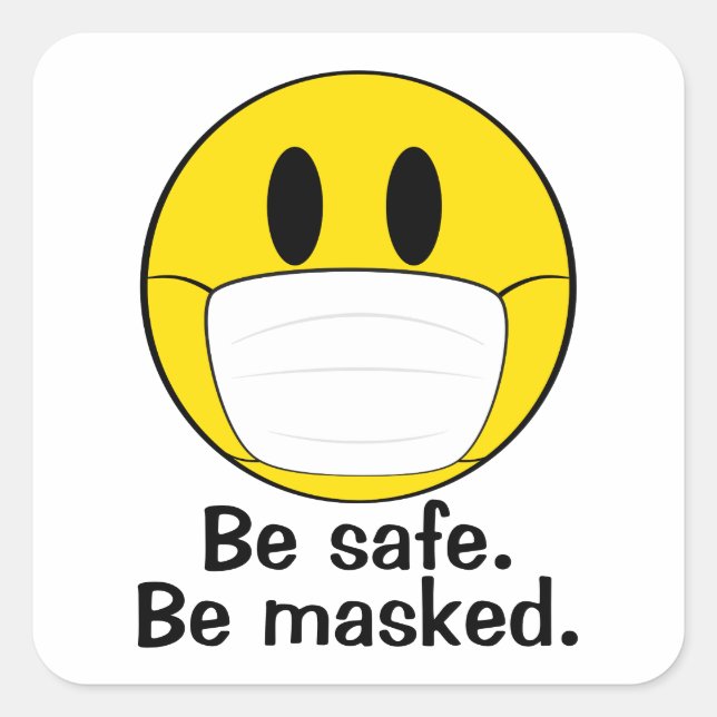 Pegatina Cuadrada Ser Emoji enmascarada (Anverso)