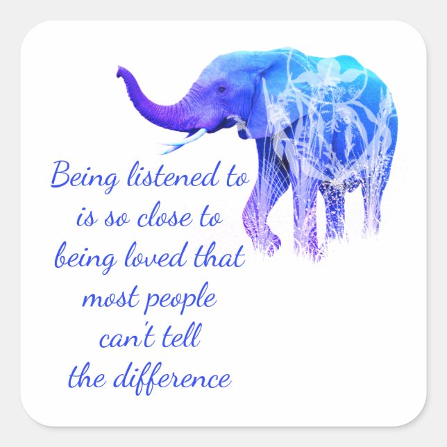 Pegatina Cuadrada Ser escuchado igual que el arte animal del amor (Anverso)