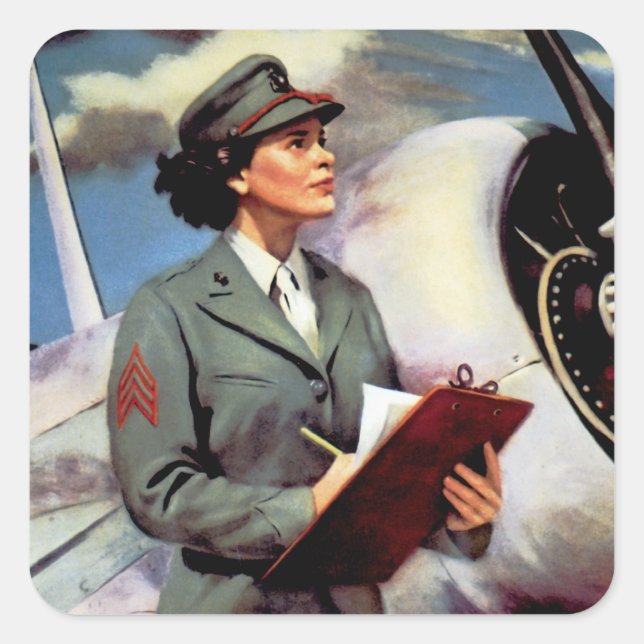 Pegatina Cuadrada Ser un marino - Liberar a un marino para luchar (Anverso)