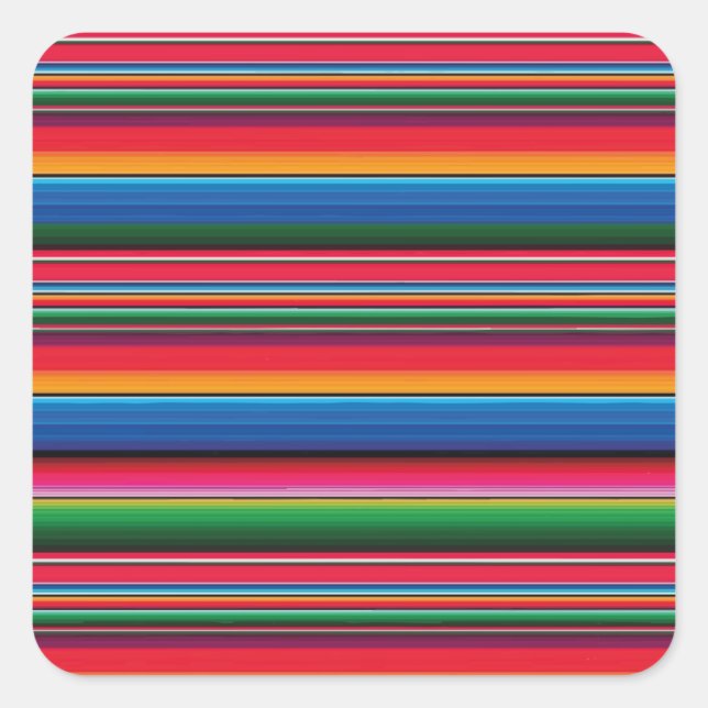 Pegatina Cuadrada Serape Rojo Saltillo manta tradicional mexicana Le (Anverso)