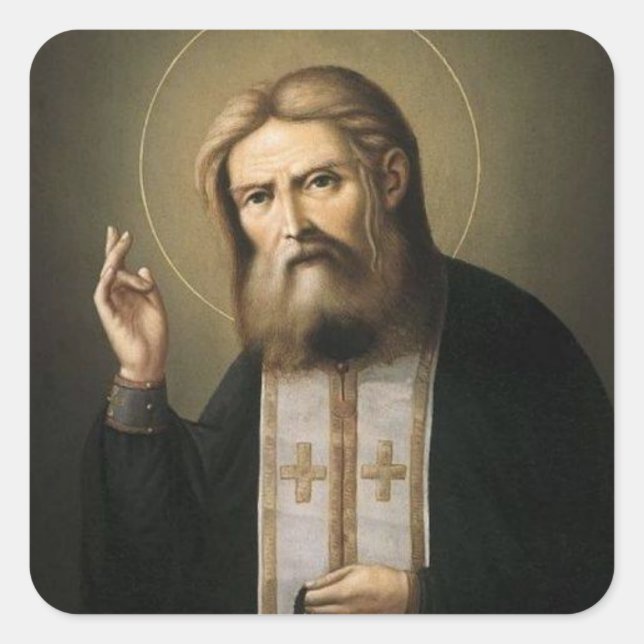 Pegatina Cuadrada Seraphim de Sarov (Anverso)