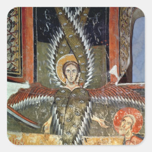 Pegatina Cuadrada Seraphim que purifican los labios de Isaías