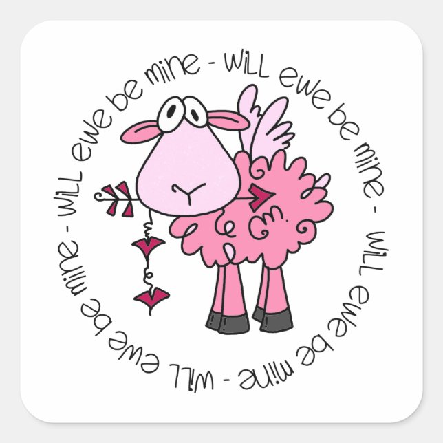Pegatina Cuadrada Serás Mi Valentín (Anverso)