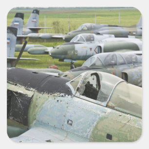 Pegatina Cuadrada SERBIA, Belgrado. Museo Aeronáutico Yugoslavo