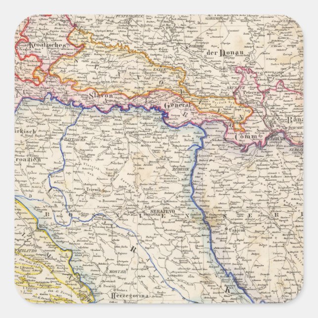 Pegatina Cuadrada Serbia, Bosnia (Anverso)