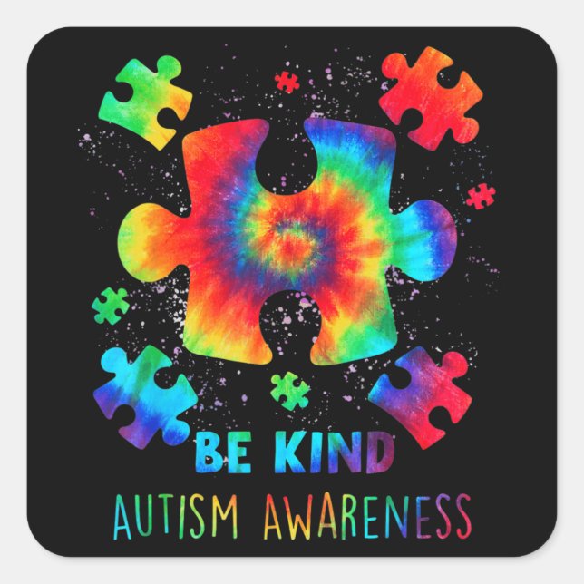 Pegatina Cuadrada Seré amable rompecabezas Piezas Tira de tinta auti (Anverso)