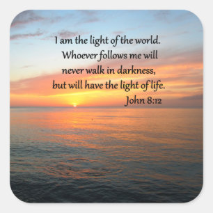 PEGATINA CUADRADA SERENE JOHN 8:12 SOLTARSE SOBRE EL OCÉANO