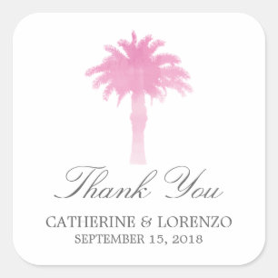 Pegatina Cuadrada Serene Palm Tree Watercolor   Gracias