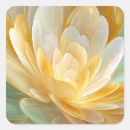 Pegatina Cuadrada Serene Radiance of Golden and Aqua Petal Layers