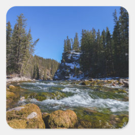 Pegatina Cuadrada Serenidad en el Puente 5 - Río Athabasca
