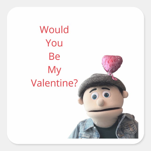 Pegatina Cuadrada ¿Serías mi San Valentín? (Anverso)