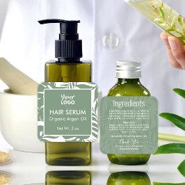 Pegatina Cuadrada Sérico Mínimo Verde Botánico De La Hoja Tropical