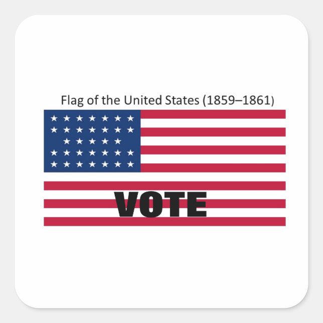 Pegatina Cuadrada Serie de Gorras de Bandera Patriótica (Anverso)