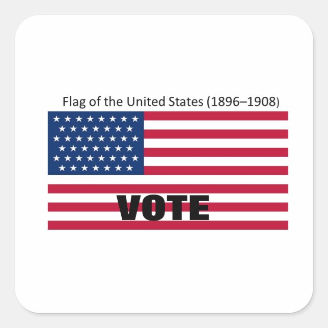 Pegatina Cuadrada Serie de Gorras de Bandera Patriótica (Anverso)